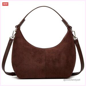 Suede Crescent Shoulder Bag Retro Slouchy Tote Minimal Chic Work Handbag